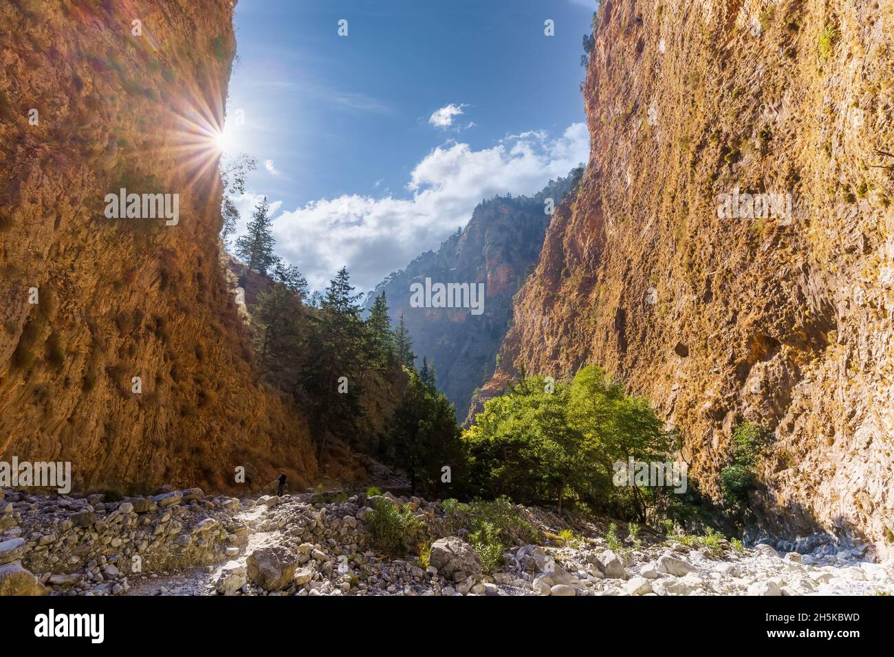 Landscape with Samaria Gorge canyon, Crete island, Greece Stock Photo ...