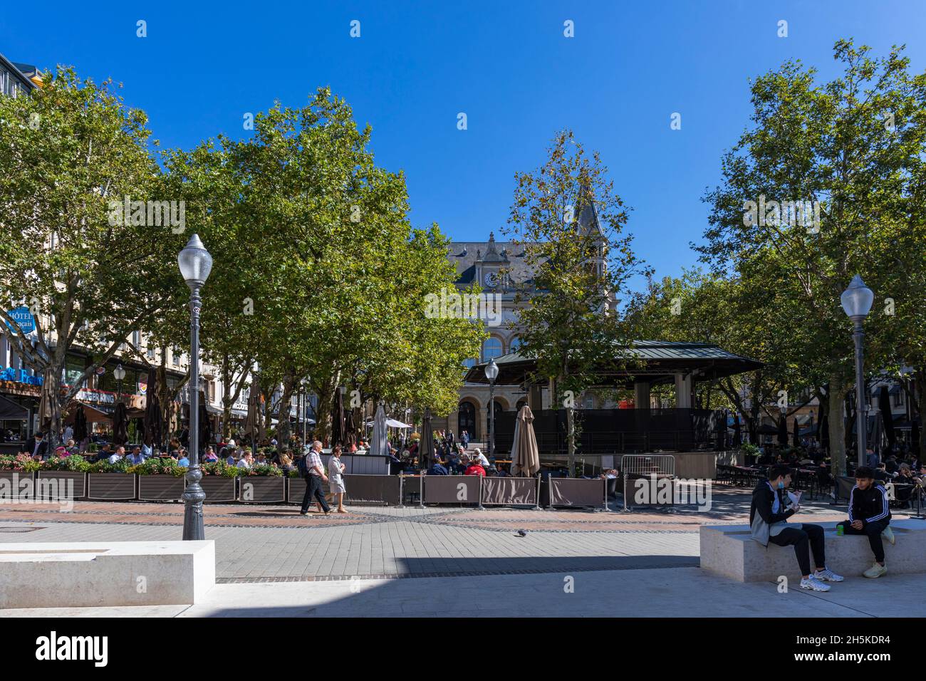 Europe, Luxembourg, Luxembourg City, Ville Haute, Place d'Armes with the Old City Kiosque (Bandstand) Stock Photo
