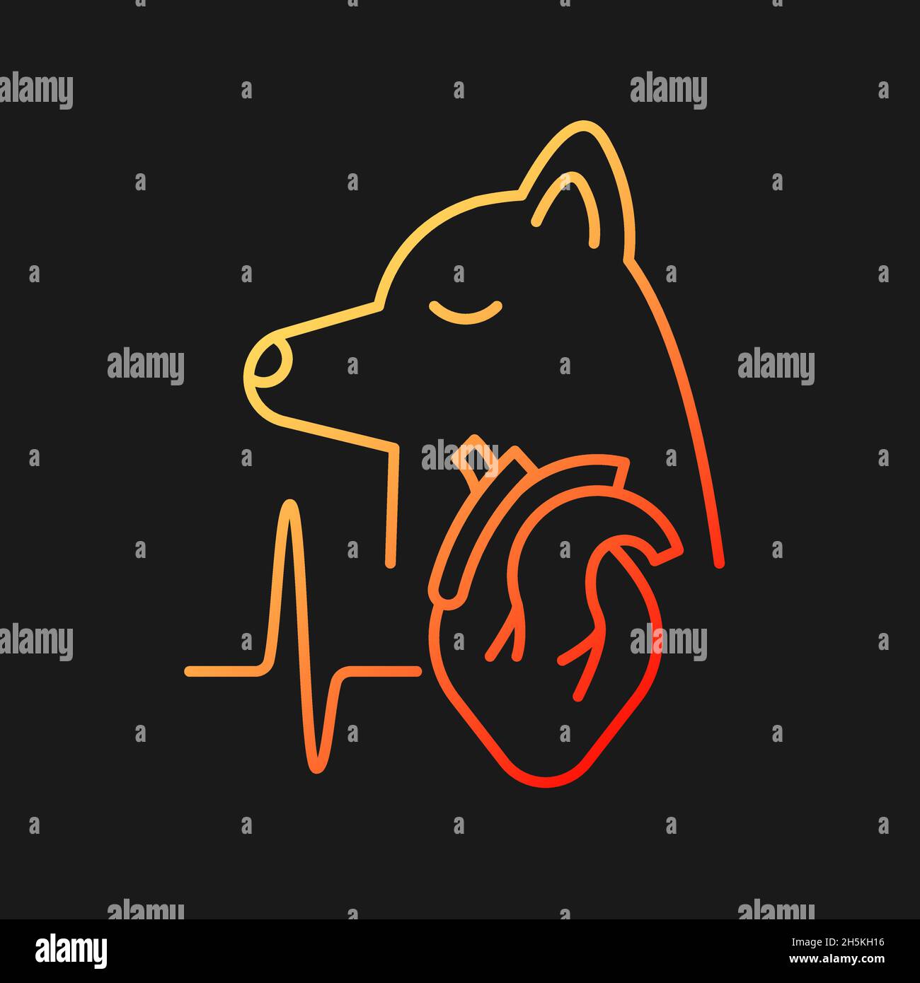 Pet heart disease gradient vector icon for dark theme Stock Vector