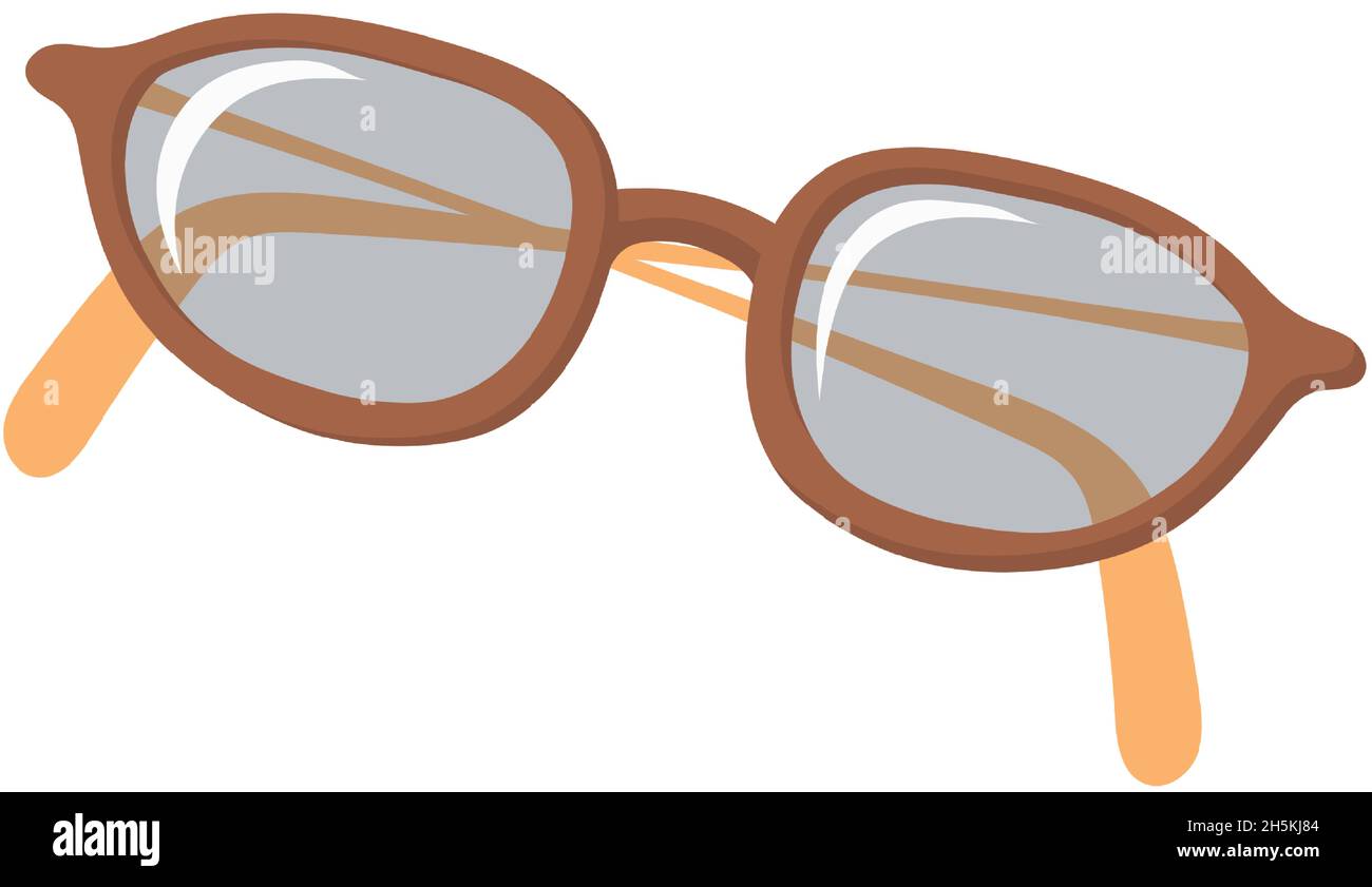 Cartoon Eyeglasses. brown horn rimmed eye glasses, optics for vision, cartoon vector illustration isolated on white background Stock Vector