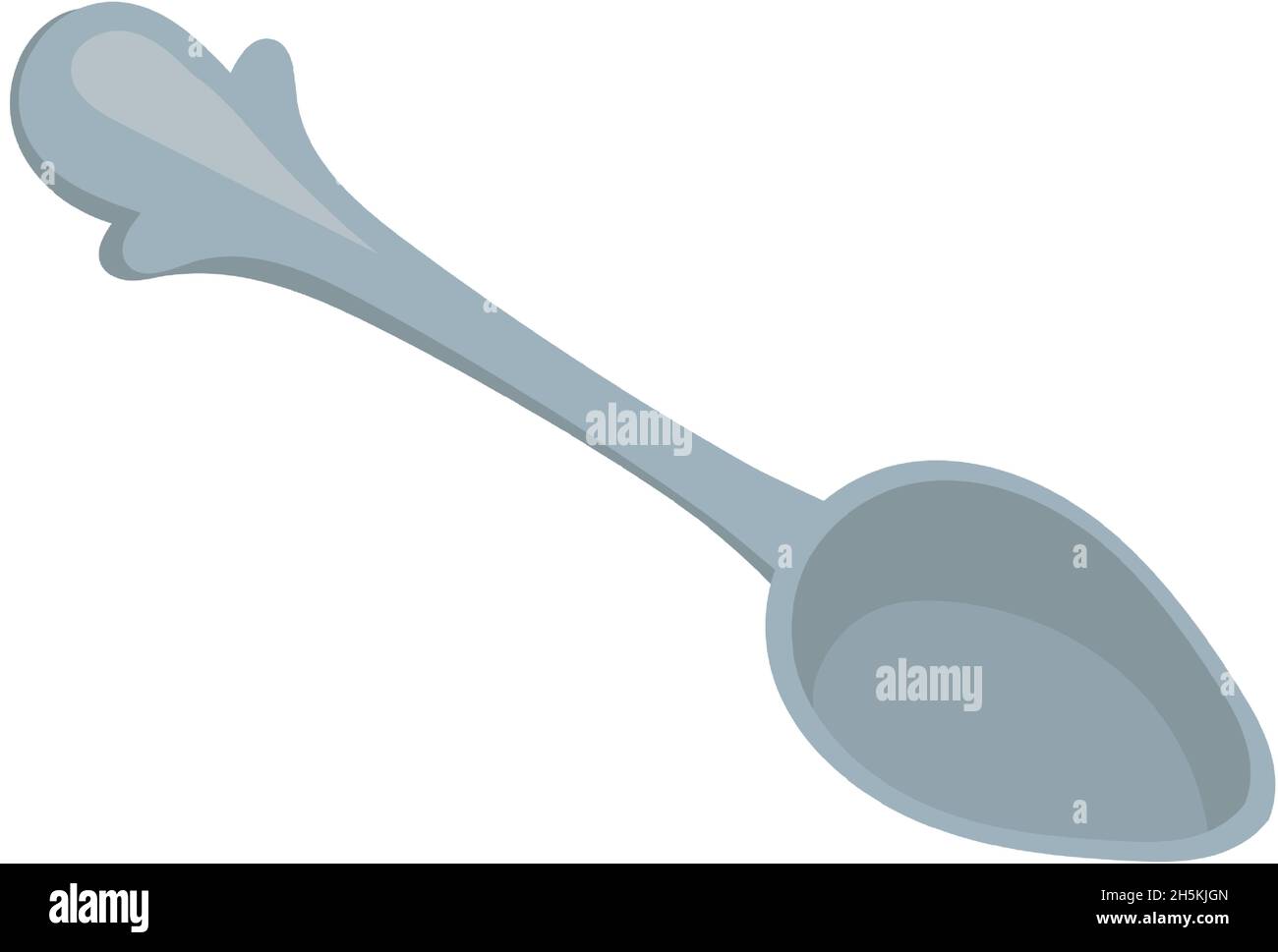 Cartoon tablespoon. Metal or silver tea spoon, stainless teaspoon, vector illustration isolated on white background Stock Vector