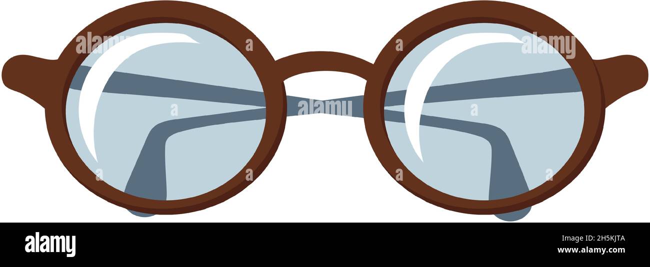 Cartoon glasses for sight. Brown rimmed reading eyeglasses for reading
