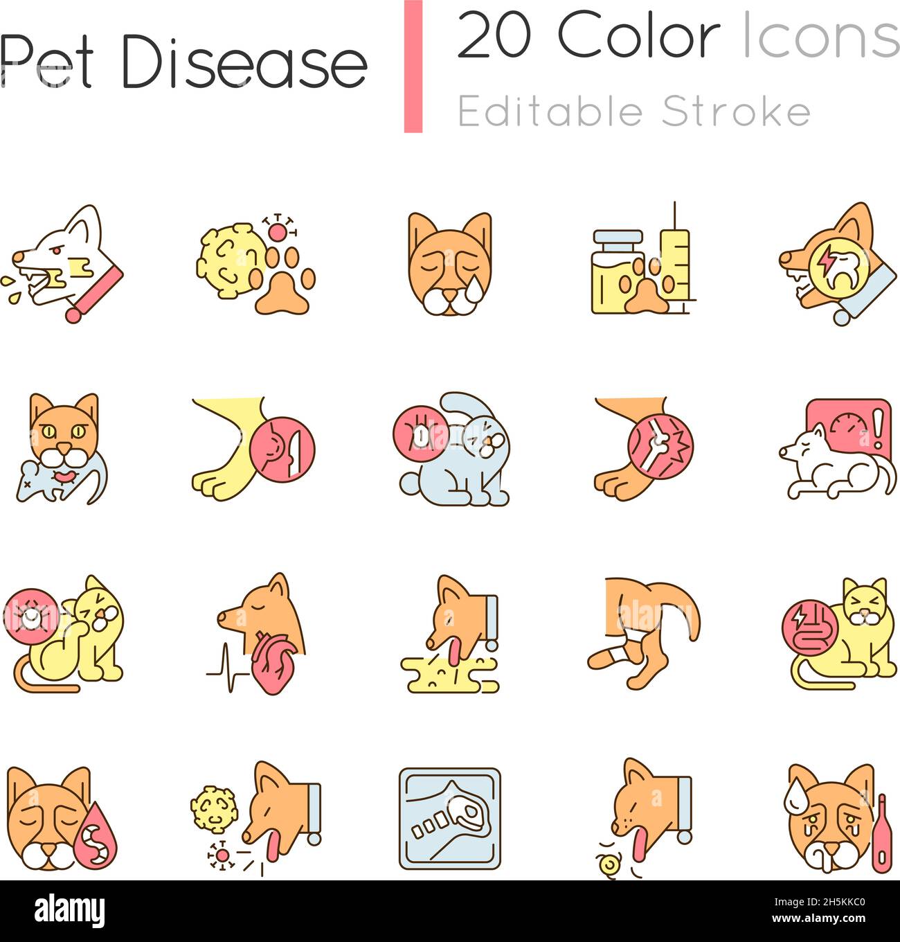 Pet disease RGB color icons set Stock Vector Image & Art - Alamy