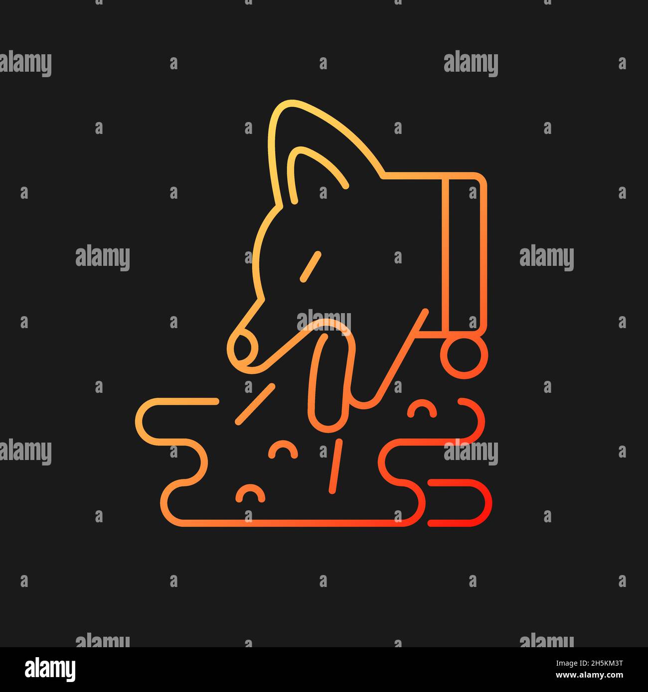 Vomiting pet gradient vector icon for dark theme Stock Vector