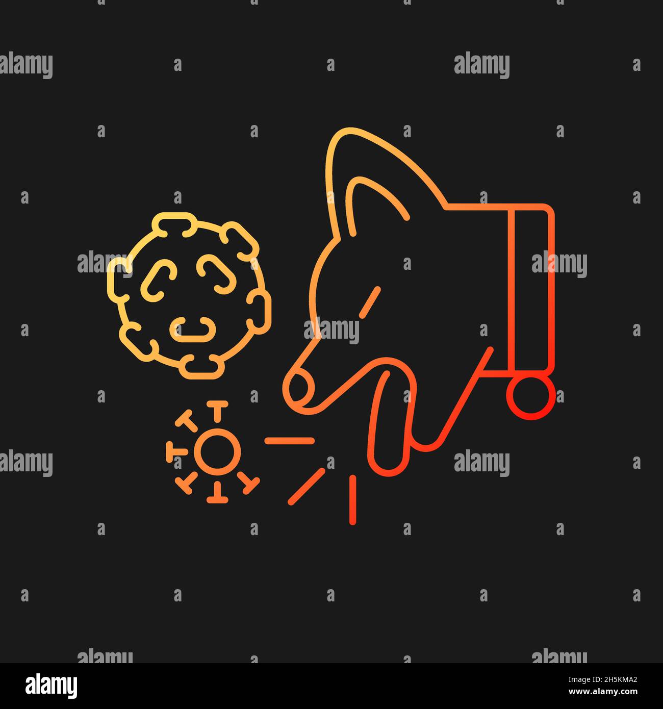 Kennel cough gradient vector icon for dark theme Stock Vector