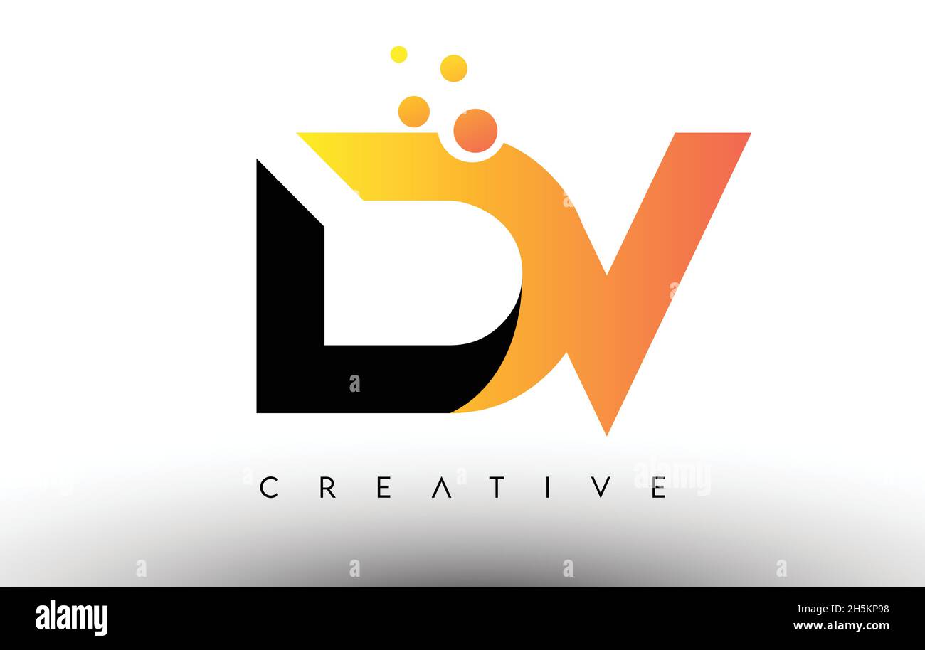 DV Black Orange Letter Logo Design. DV Icon with Dots and Bubbles ...