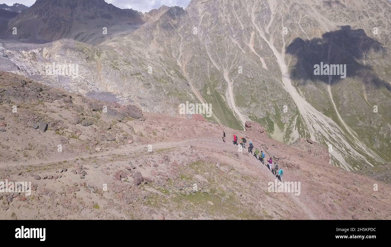 Aerial view hiking team hi-res stock photography and images - Alamy