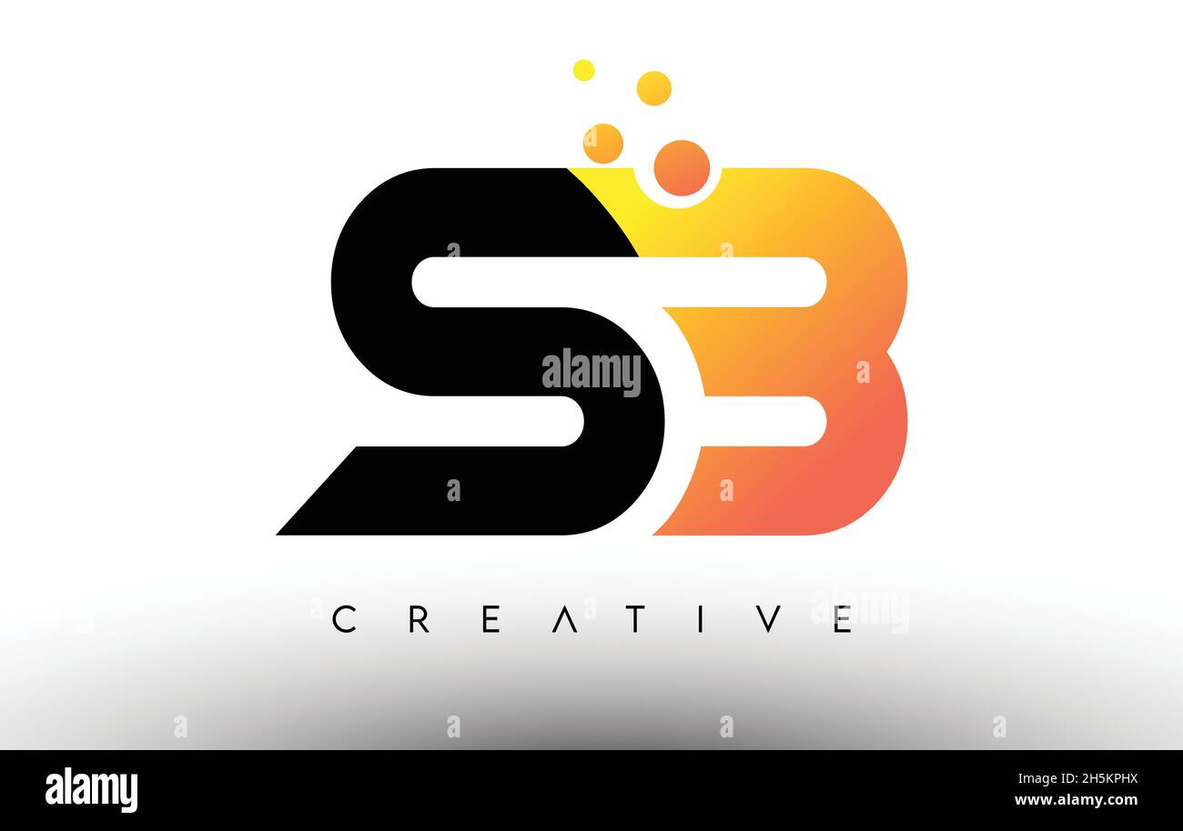 SB Black Orange Letter Logo Design. SB Icon with Dots and Bubbles ...