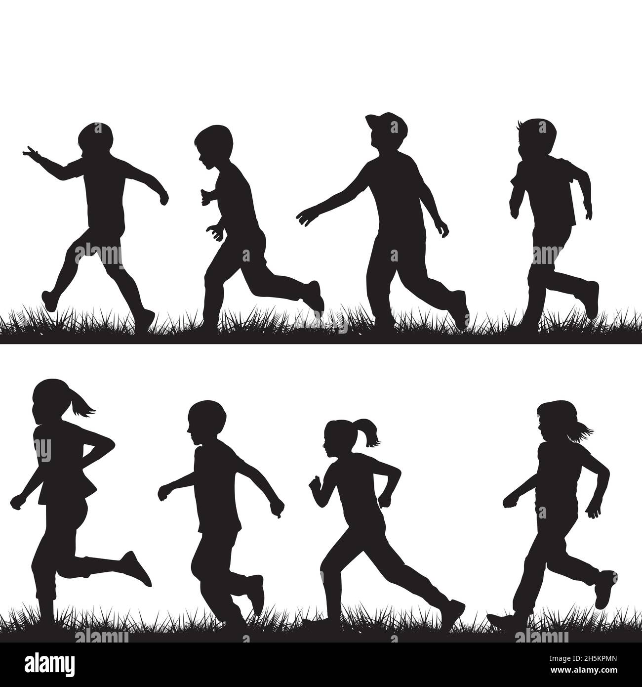Kids running silhouette hi-res stock photography and images - Alamy