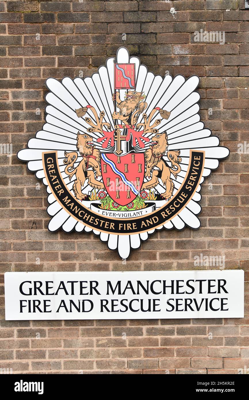 Greater Manchester Fire and Rescue Service logo badge Stock Photo