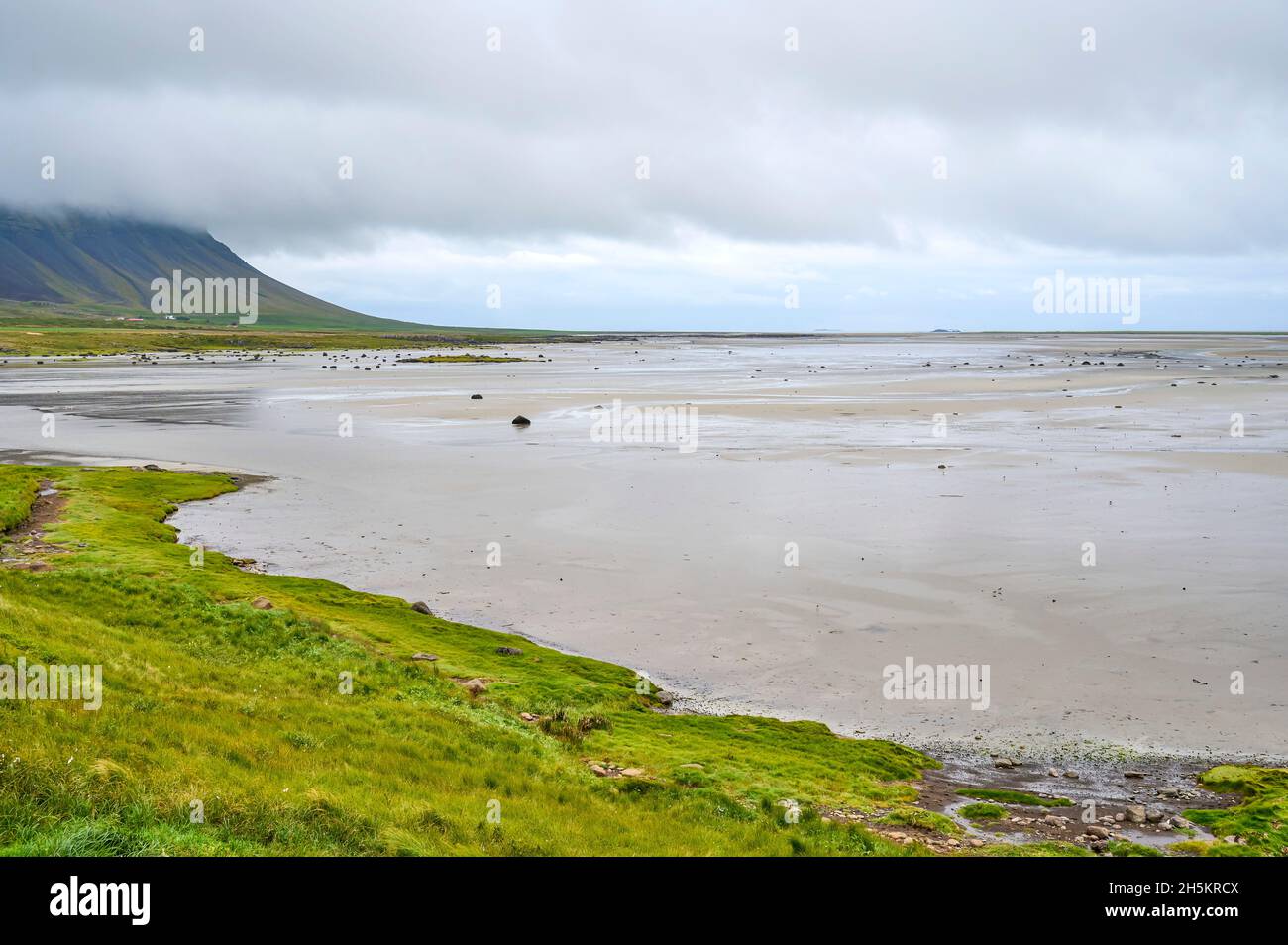 River delta at low tide; Bardastrandarvegur, Westfjords, Iceland Stock Photo