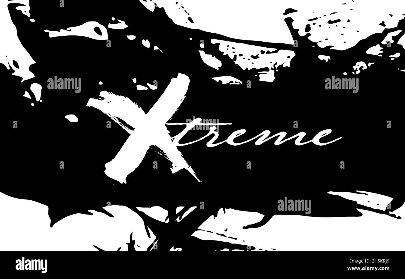 Abstract textured background. Trace of x. Xtrem text for logo. Extreme event branding idea. Hand drawn vector illustration Stock Vector