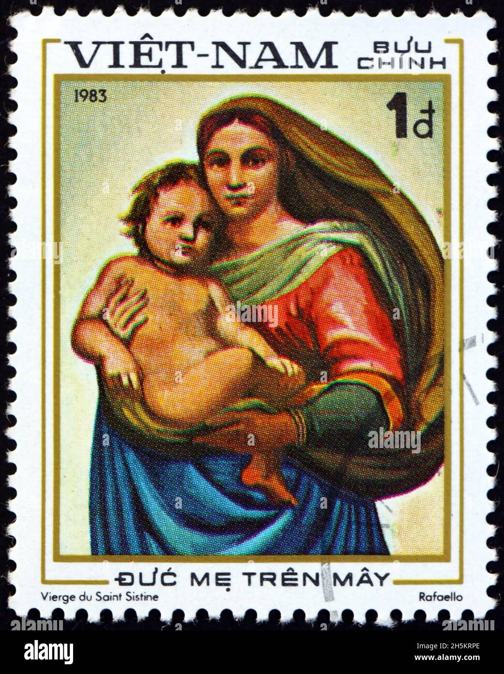 VIETNAM - CIRCA 1983: a stamp printed in Vietnam shows Sistine Madonna, painting by Raphael, circa 1983 Stock Photo