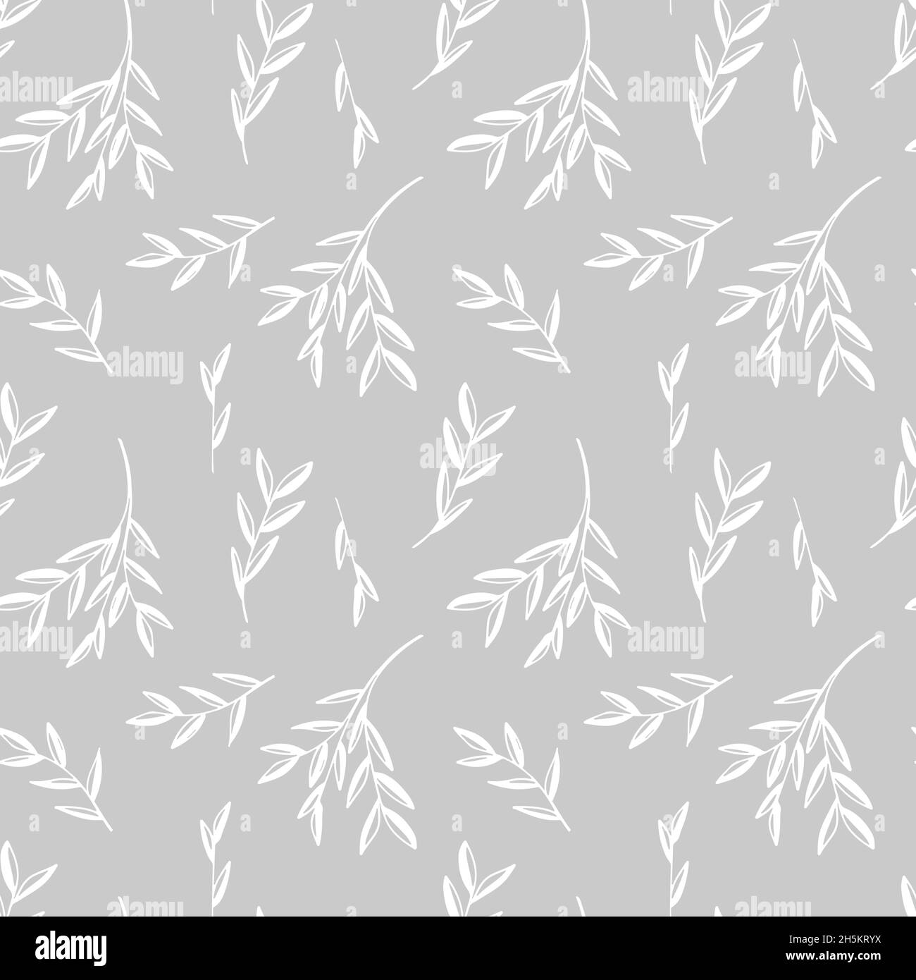 Plant seamless pattern with branches. Isolated on white background ...