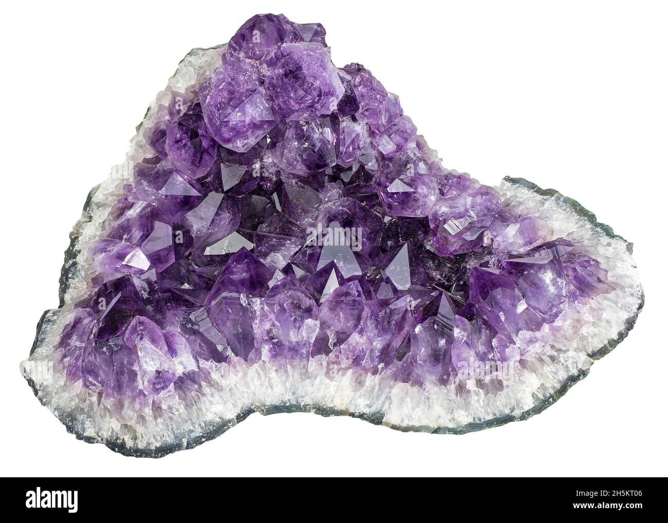 Purple amethyst crystal quartz stone isolated on white background Stock Photo