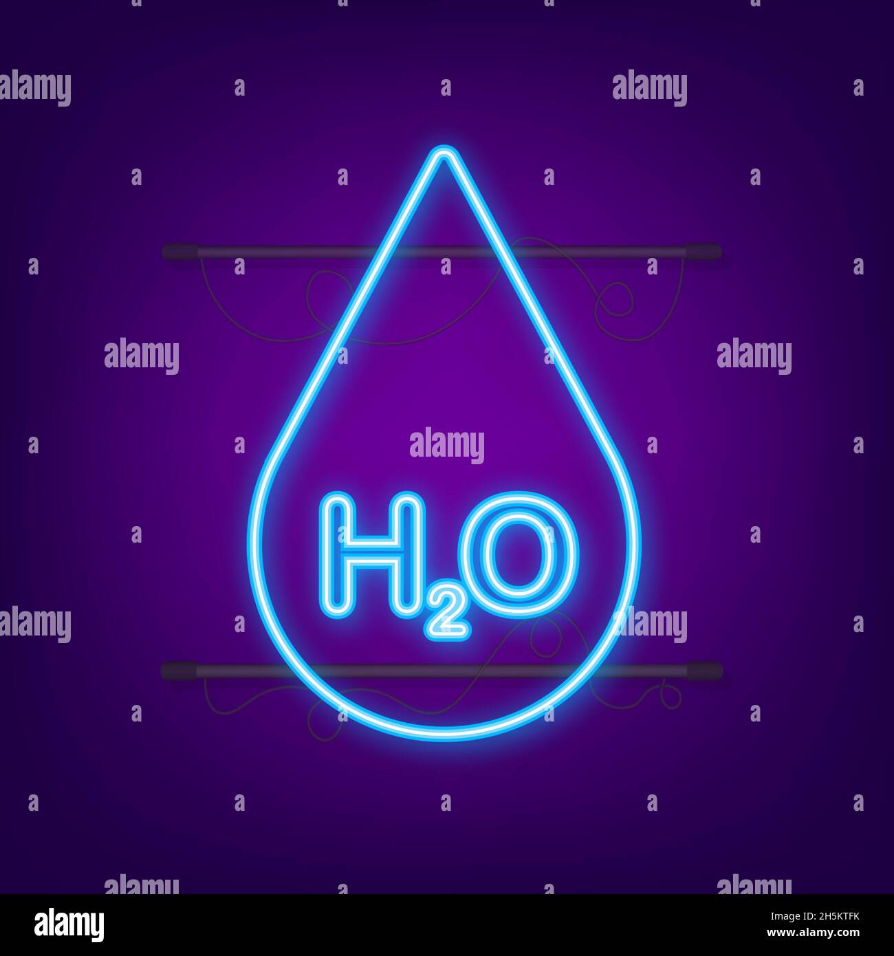 Water molecule neon sign. Structure of the water molecule H2O. Vector stock illustration Stock Vector