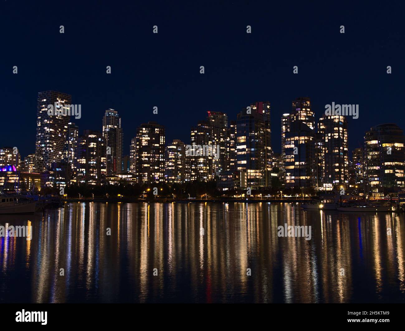 Night view of Vancouver skyline, British Columbia, Canada in downtown ...