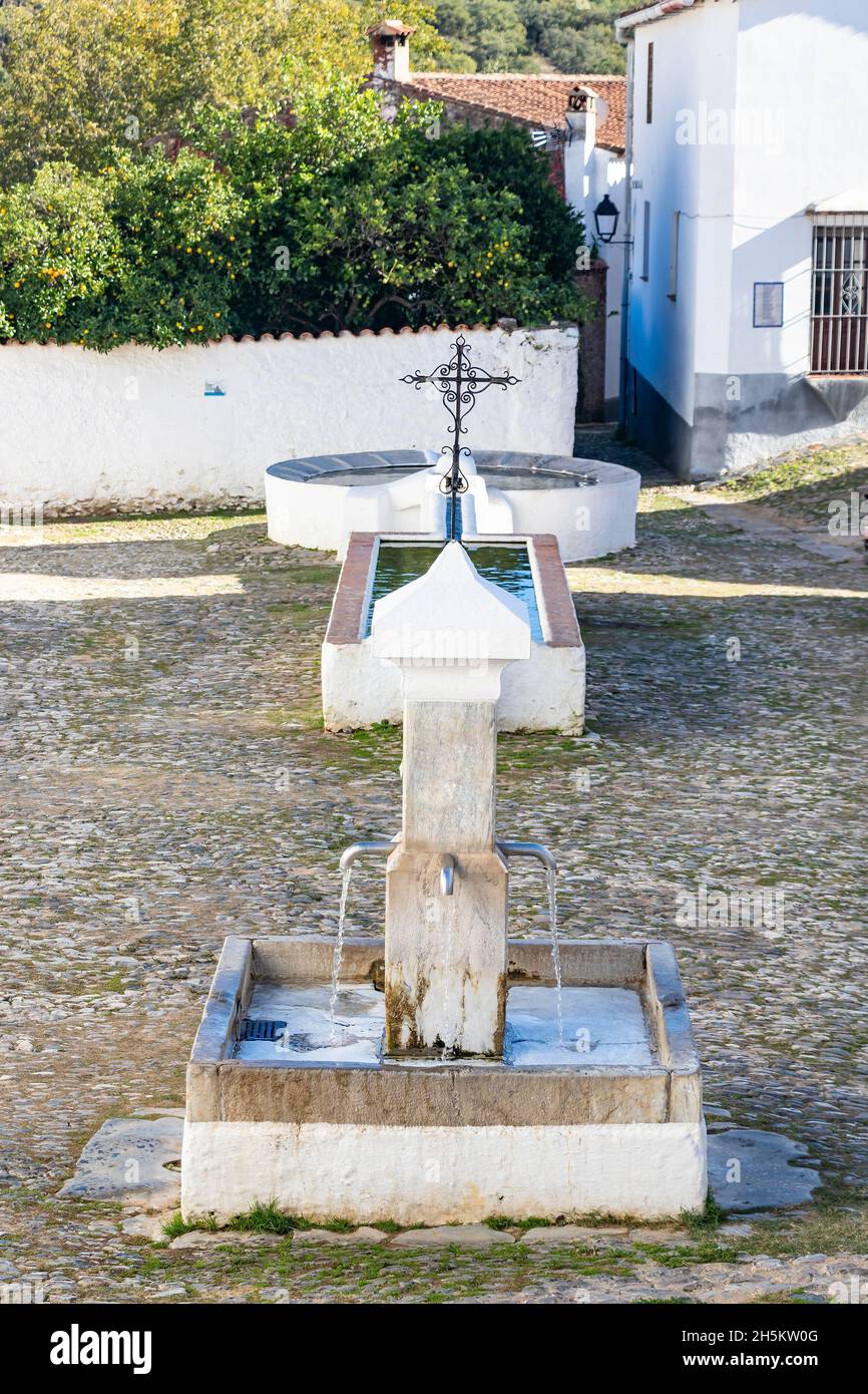 Old fountain of laundry in the village of Linares de la Sierra, Sierra de Aracena, Huelva mountains Stock Photo
