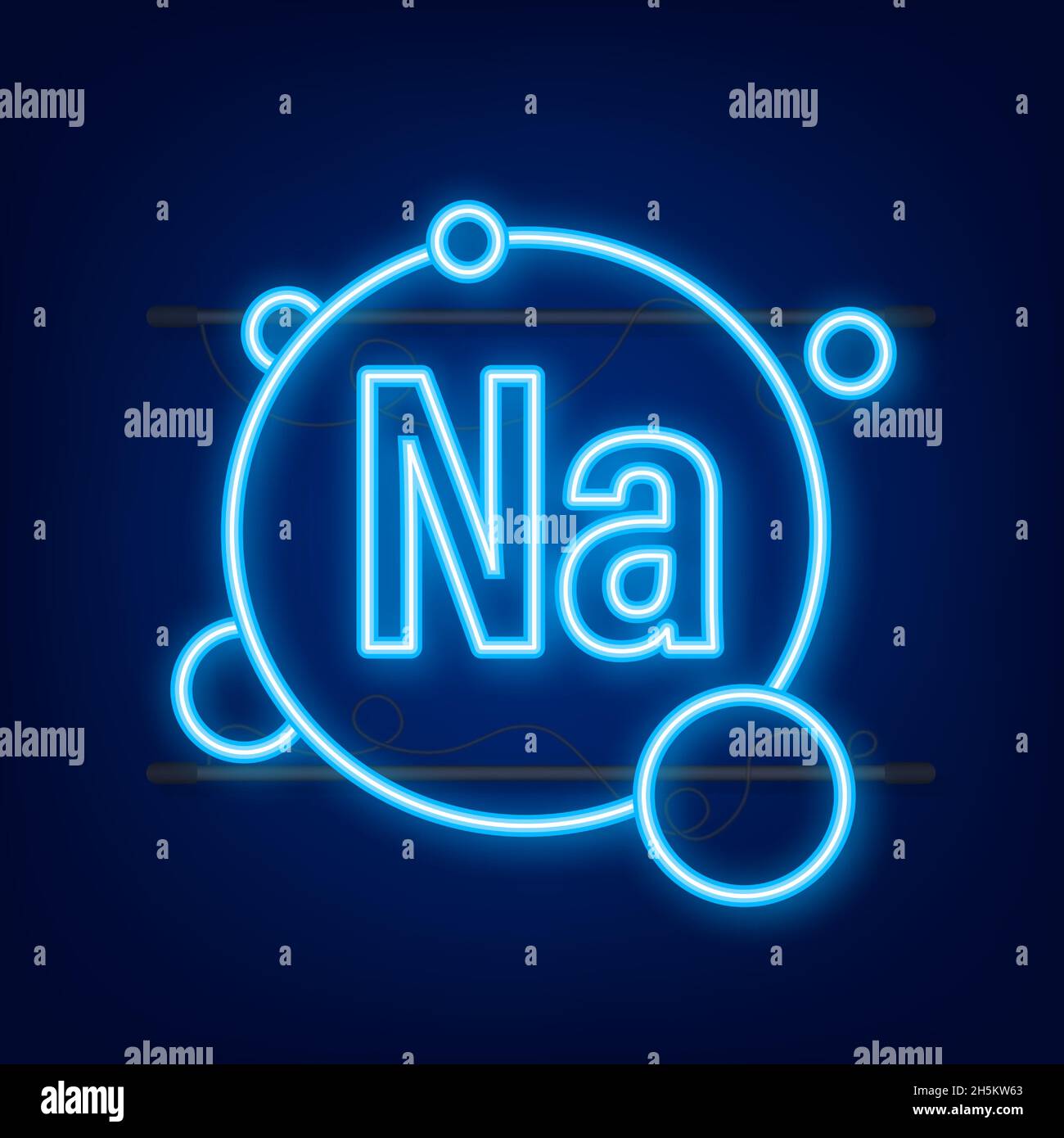 Na, Natrium blue shining pill capsule neon icon. Vector stock illustration Stock Vector