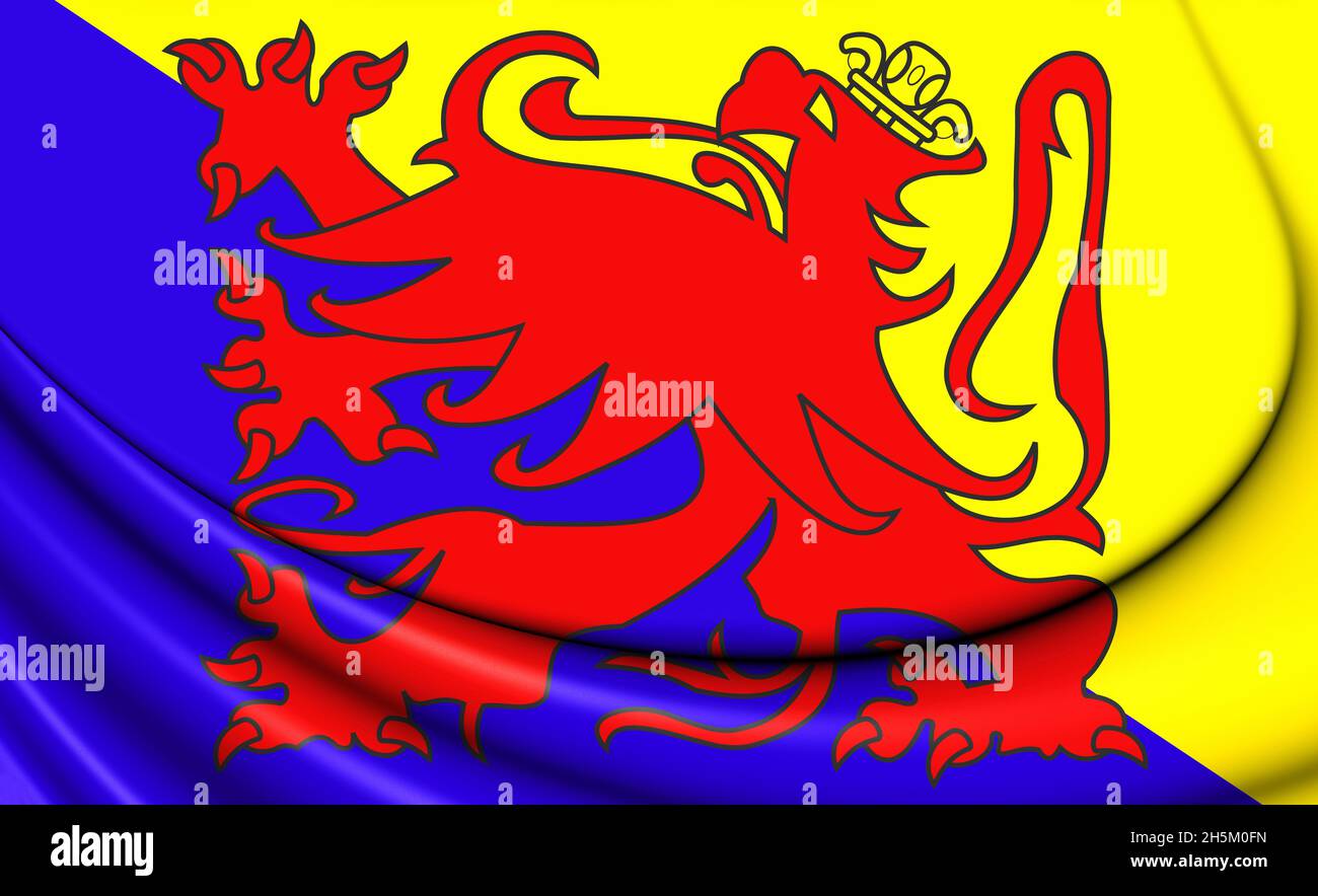 3D Flag of Sint-Truiden (Limburg), Belgium. 3D Illustration. Stock Photo
