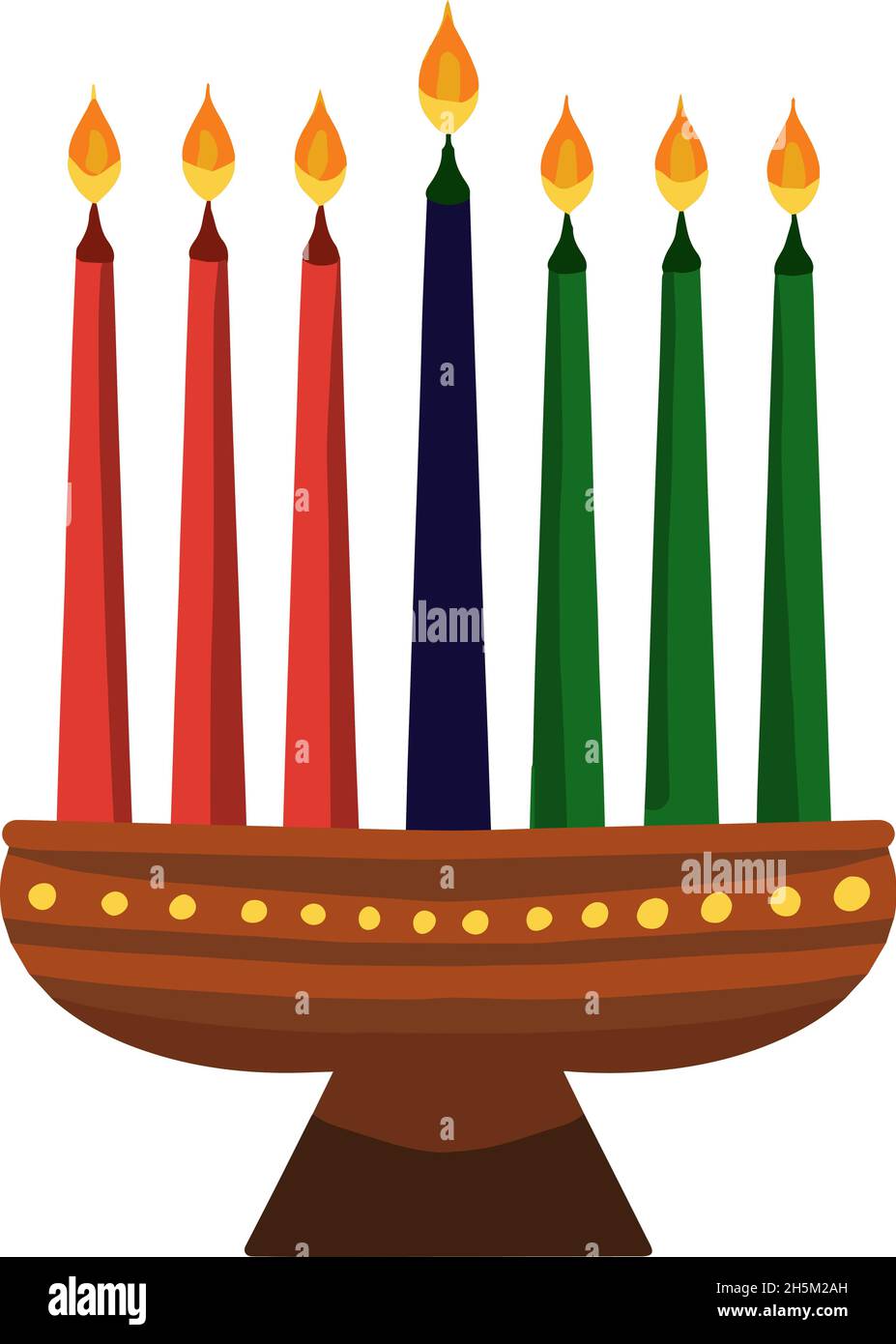 Kwanzaa Kinara and seven candles called mishumaa saba for Kwanzaa. Vector illustration. Stock Vector