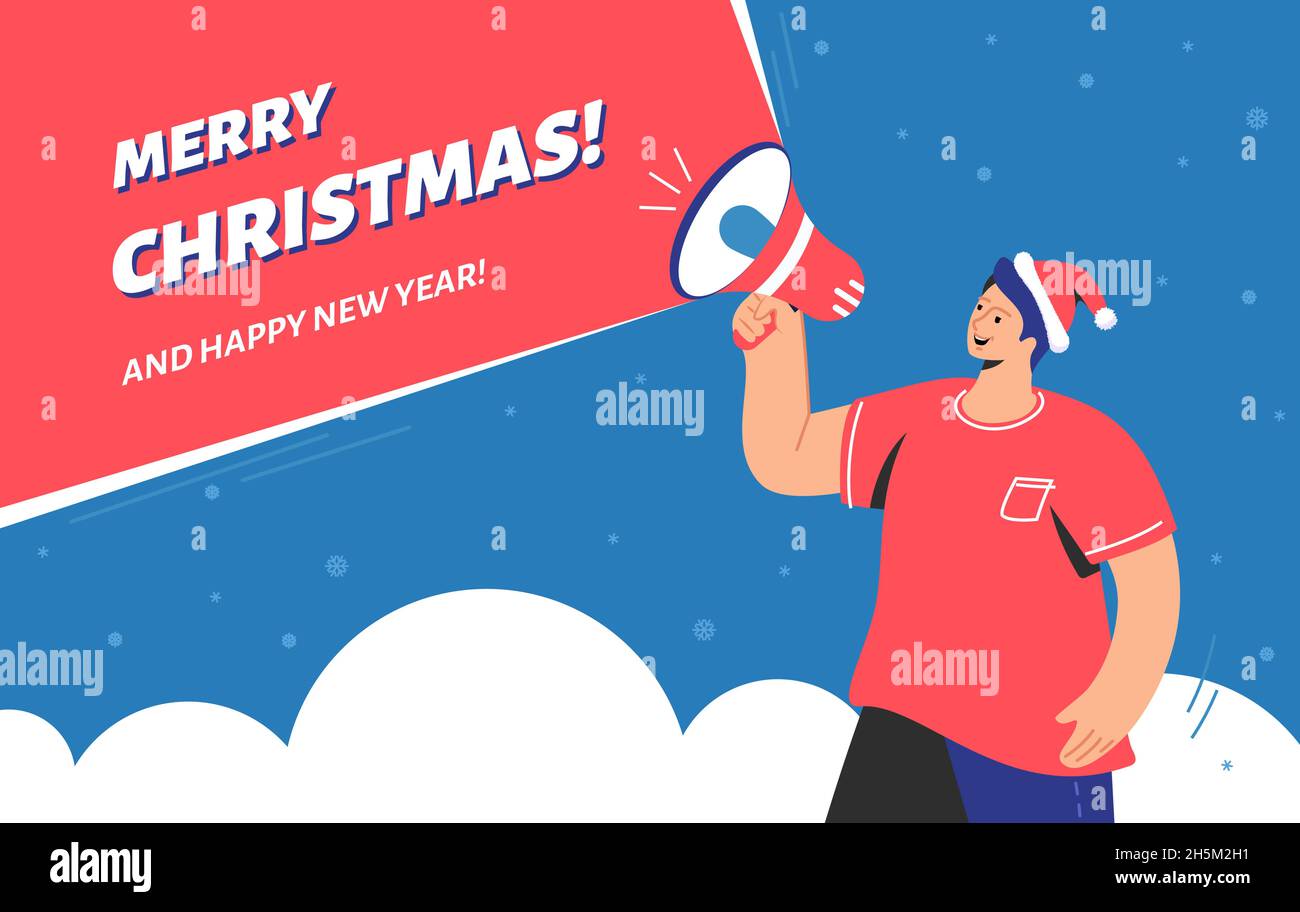 Merry Christmas and happy new year announcement Stock Vector Image