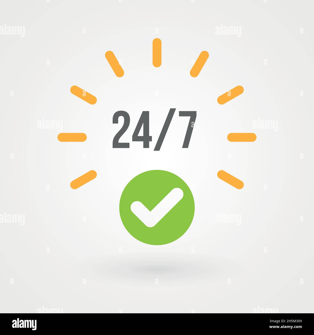 "24 hours" icon. Concept of 24/7, open 24 hours, customer service