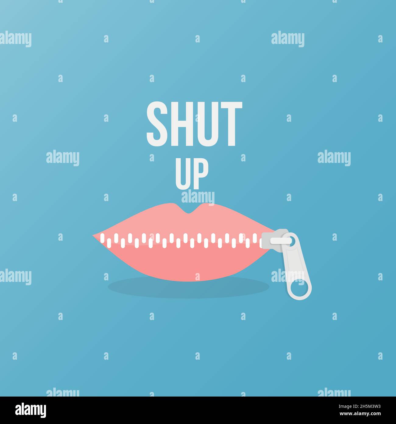 Lips zipped. Woman's mouth with zipper closing lips shut. Concept of shut up, keeping quiet