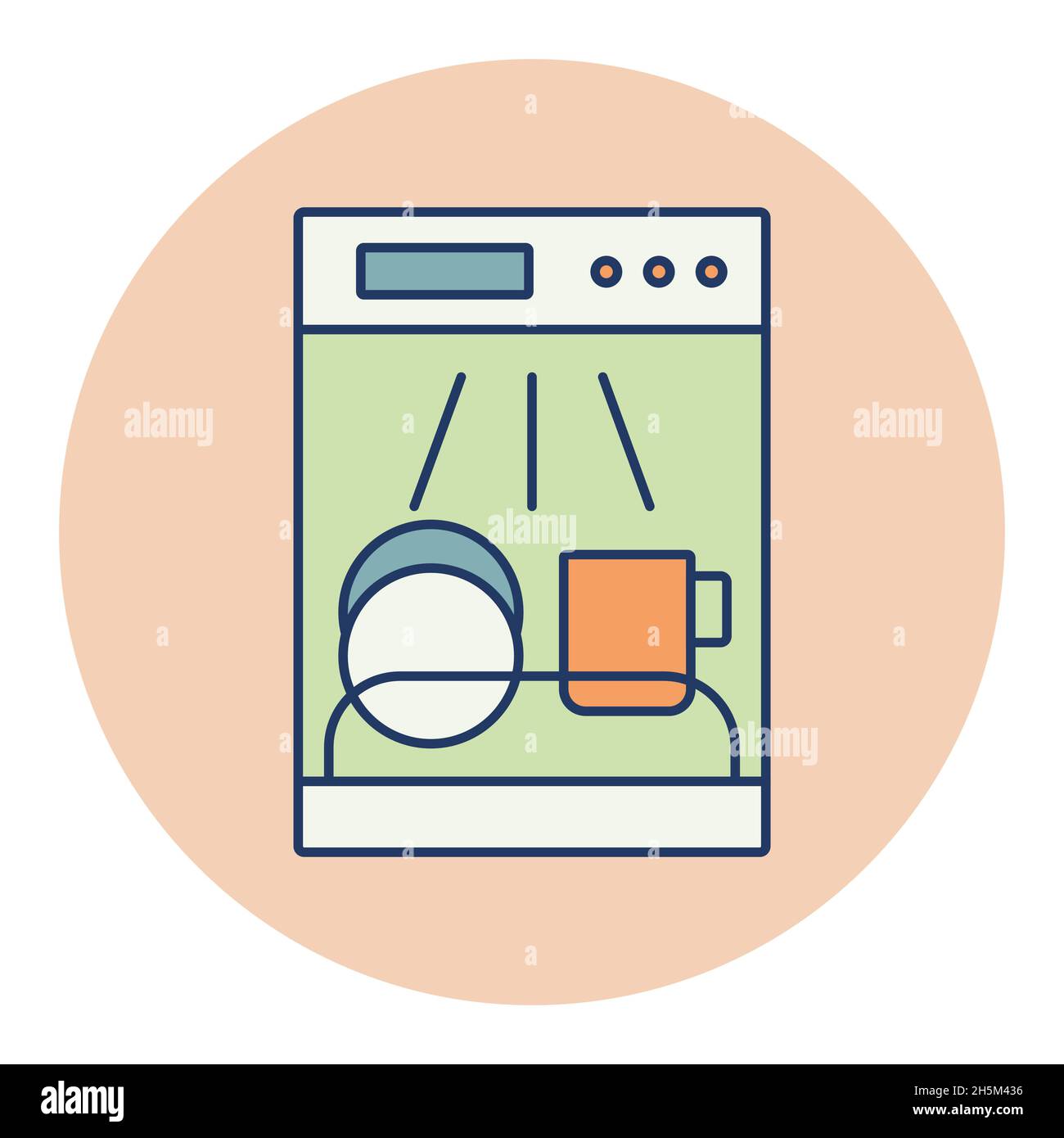Dishwasher vector color icon. Electric kitchen appliance. Graph symbol