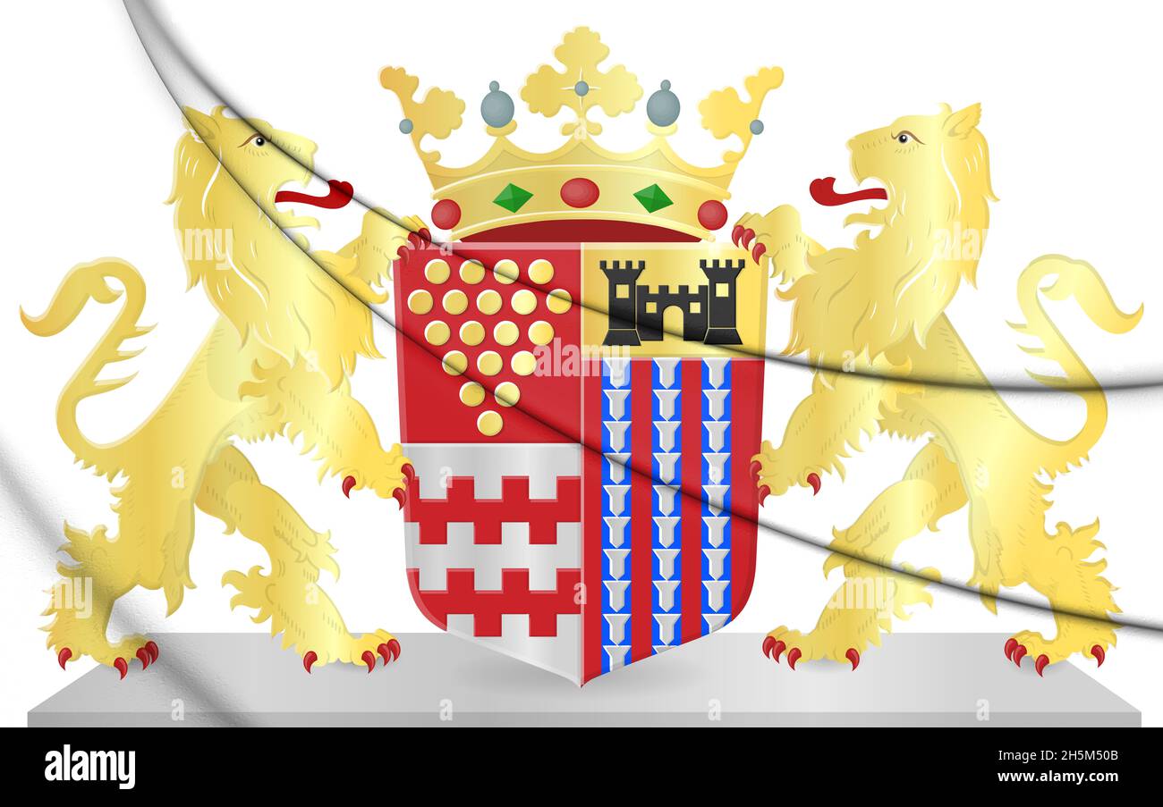 3D West Betuwe coat of arms (Gelderland), Netherlands. 3D Illustration. Stock Photo