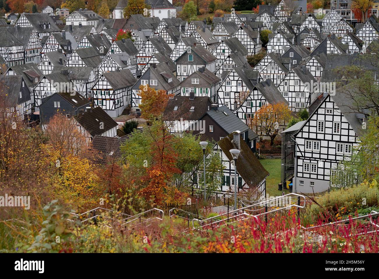 beautiful view of old town Freudenberg in Germany Stock Photo
