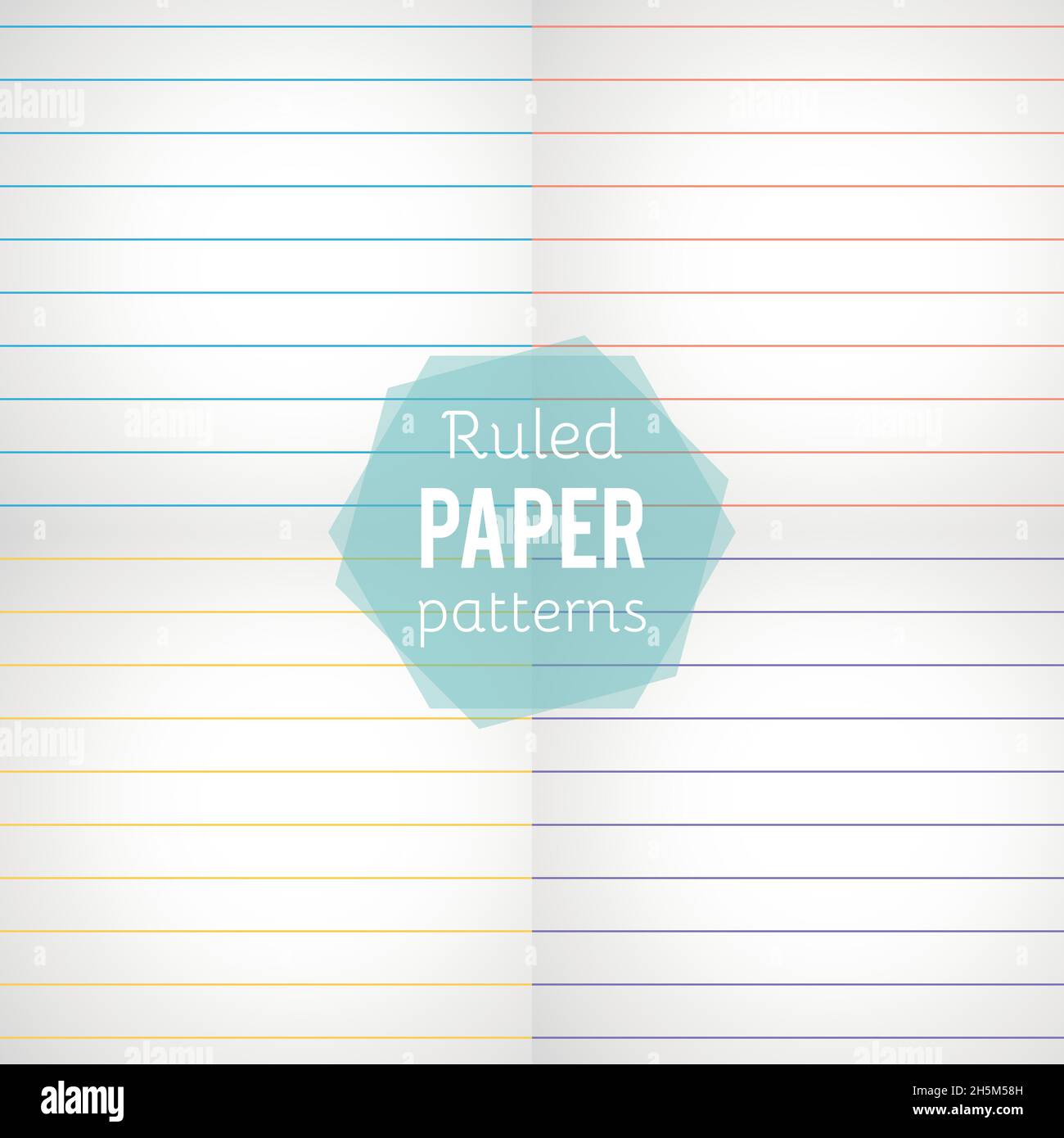 Set paper patterns. Ruled papers in different colors. Vector