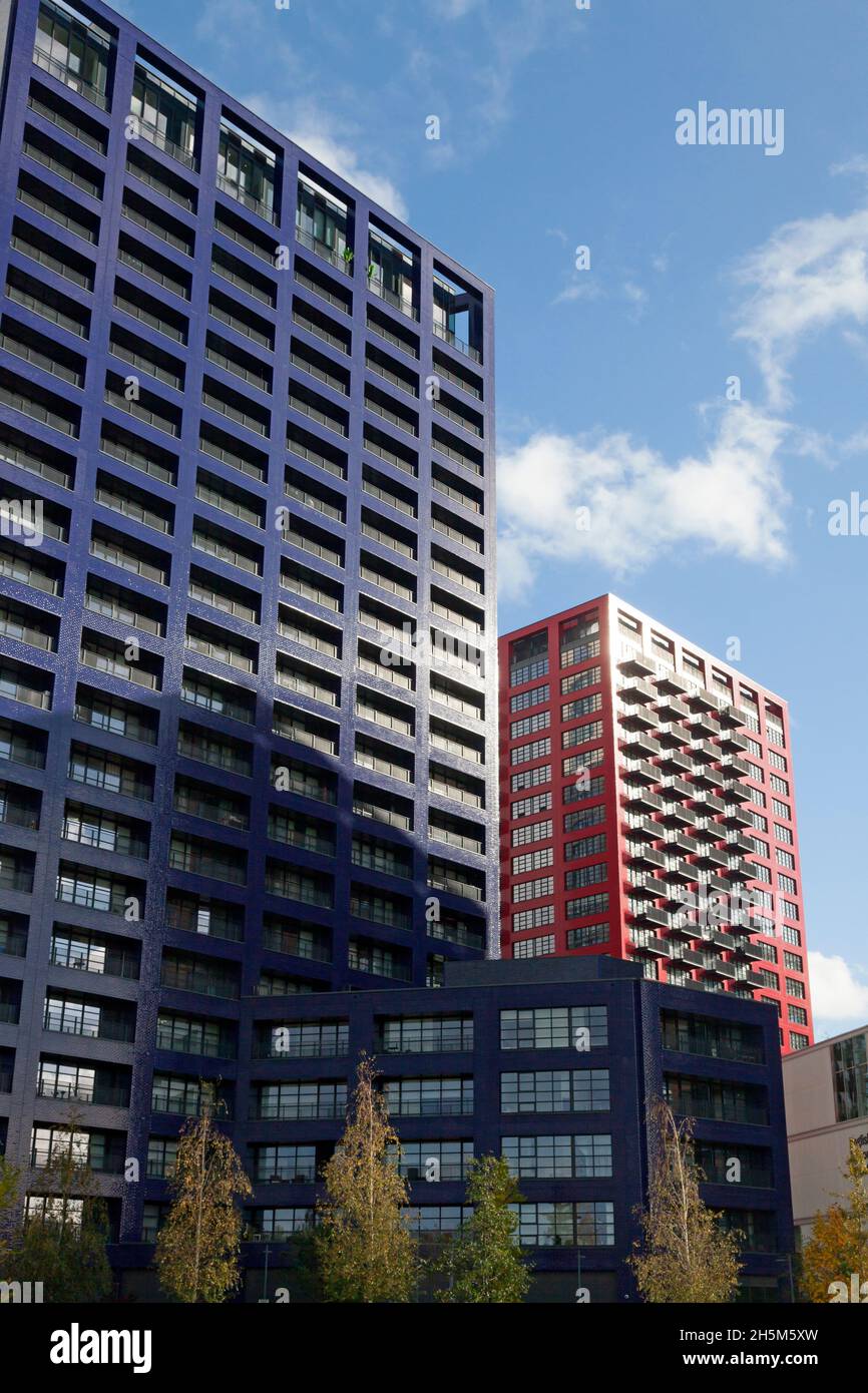 Tower blocks at London City Island, Leamouth Peninsula, London Stock