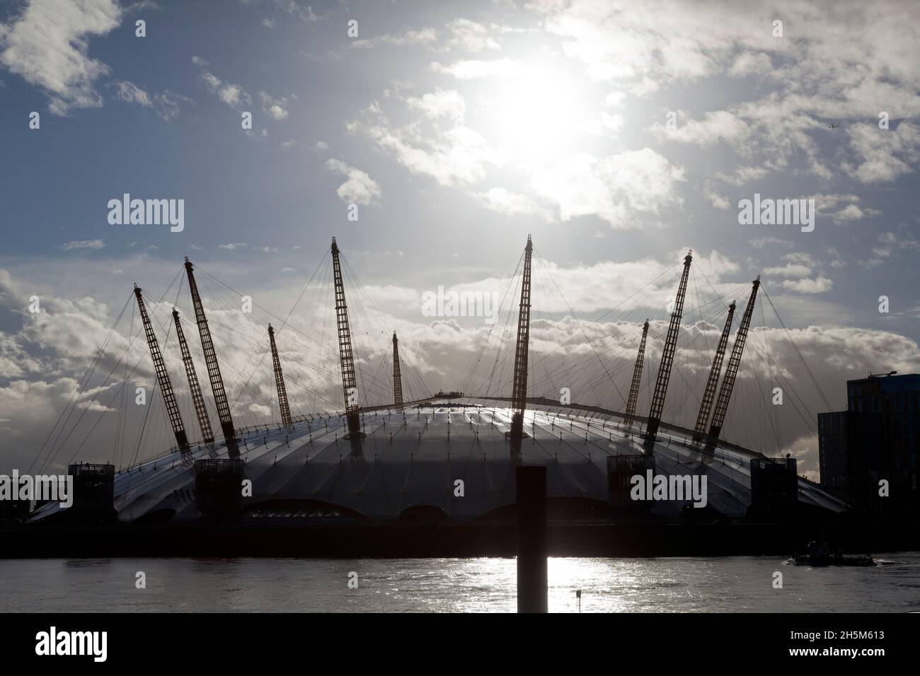 View of the O2 Arena from Trinity Buoy Wharf, North Greenwich, London Stock Photo