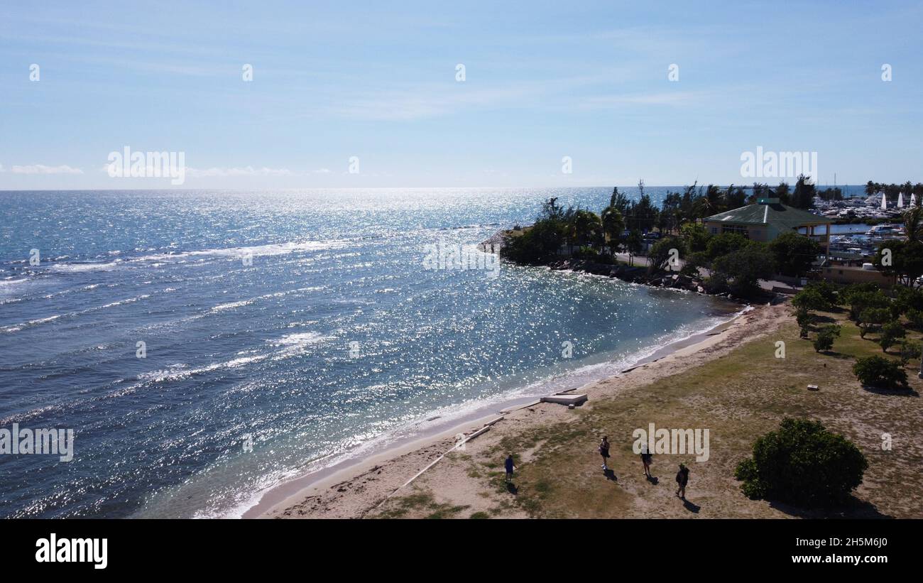 Aerial photo of Ponce Shore, where can observe the Caribbean sea in ...