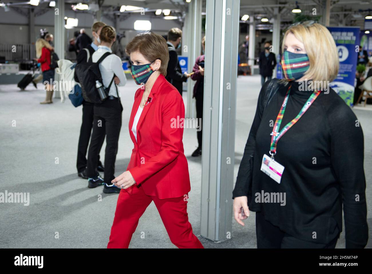 Glasgow, Scotland, UK. 10th Nov, 2021. PICTURED: Nicola Sturgeon MSP - First Minister of Scotland, spotted in the foyer at COP26 Climate Change Conference. Credit: Colin Fisher/Alamy Live News Stock Photo