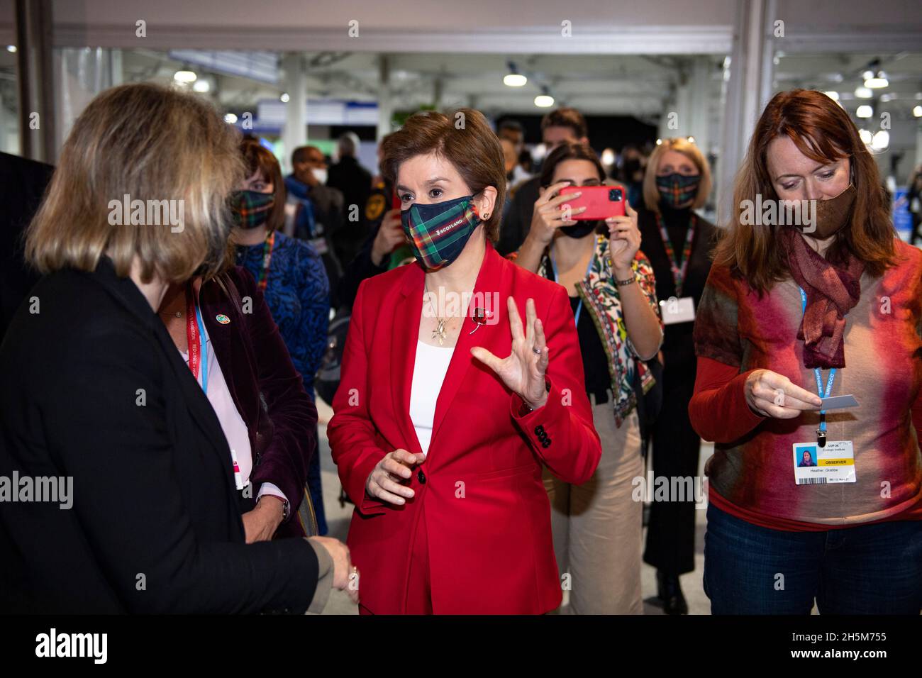 Glasgow, Scotland, UK. 10th Nov, 2021. PICTURED: Nicola Sturgeon MSP - First Minister of Scotland, spotted in the foyer at COP26 Climate Change Conference. Credit: Colin Fisher/Alamy Live News Stock Photo