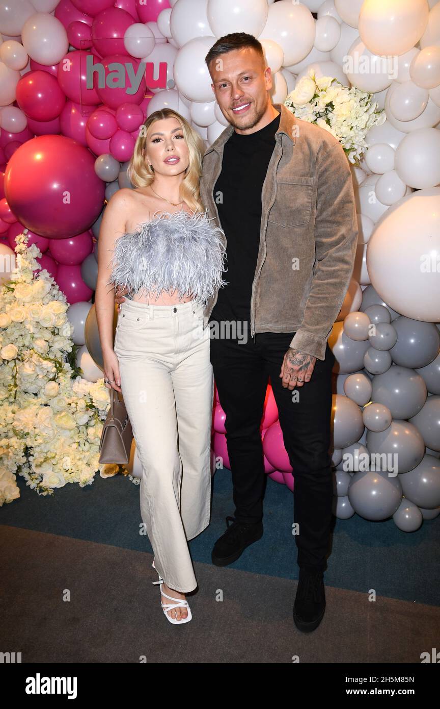 EDITORIAL USE ONLY Olivia Bowen and Alex Bowen arrive at the hayu exclusive  preview screening for season 9 of Below Deck at Sea Containers, London.  Picture date: Wednesday November 10, 2021 Stock Photo - Alamy