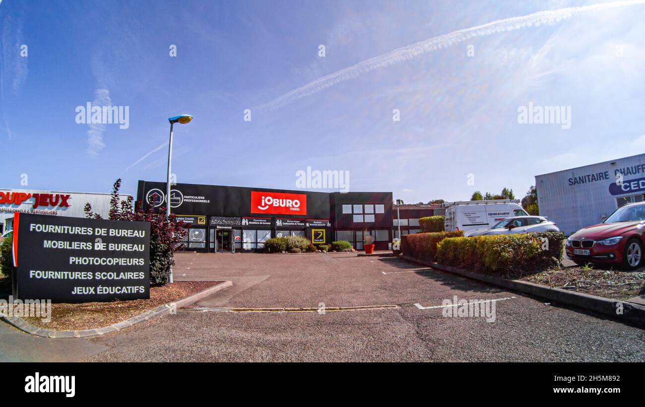 LE MANS, FRANCE - Sep 26, 2021: The Io Buro brand, french company office supplies store in Le Mans, France Stock Photo