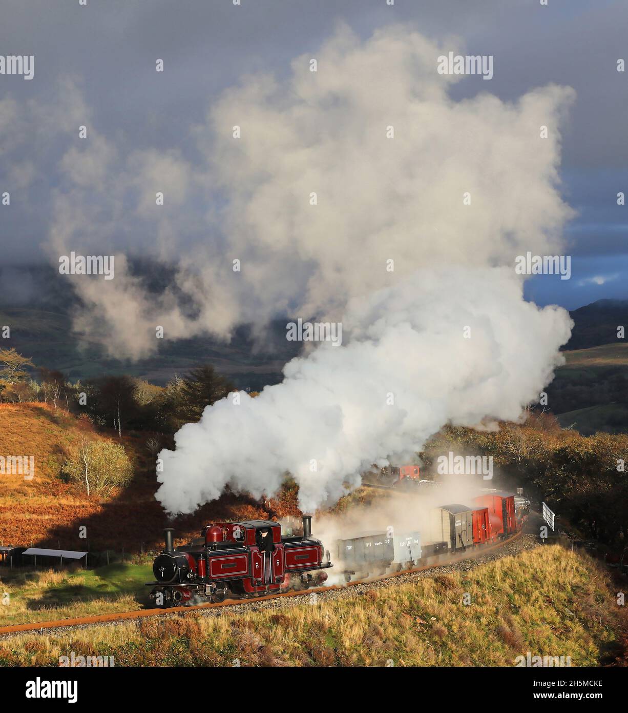 Fairlie 'Merrdin Emrys' heads up the Dduallt Spiral on 2.11.21. Stock Photo