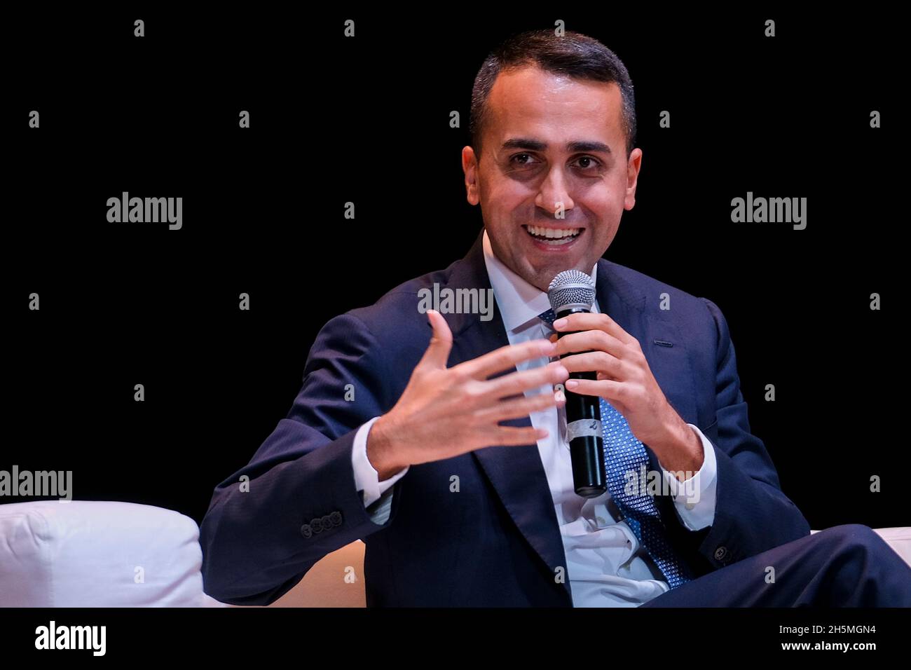 Luigi Di Maio, Minister for Foreign Affairs and International Cooperation during the presentation of his book Un Amore Chiamato Politica (A Love Called Politics) on the stage of the cinema theatre Gloria in Pomigliano d'arco, his hometown. Stock Photo
