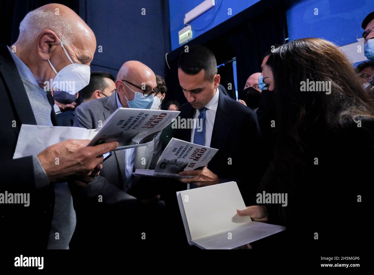 Luigi Di Maio, Minister for Foreign Affairs and International Cooperation during the signing of his book Un Amore Chiamato Politica (A Love Called Politics) on stage at the Cinema Teatro Gloria in Pomigliano d'Arco, his hometown. Stock Photo