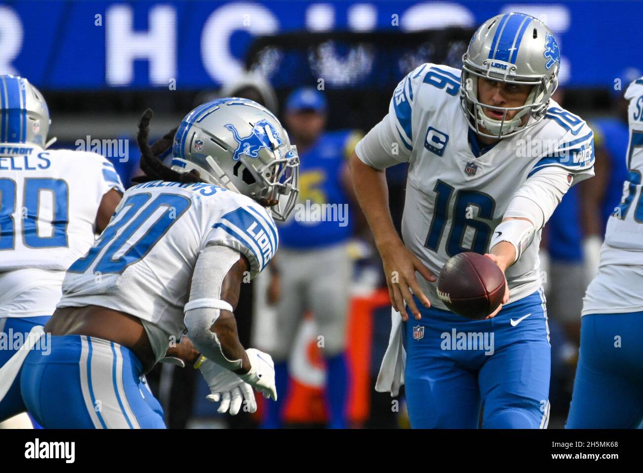 Detroit Lions quarterback Jared Goff (16) during an NFL game against the  Los Angeles Rams, Sunday, Oct. 24, 2021, in Los Angeles. The Rams defeated  th Stock Photo - Alamy