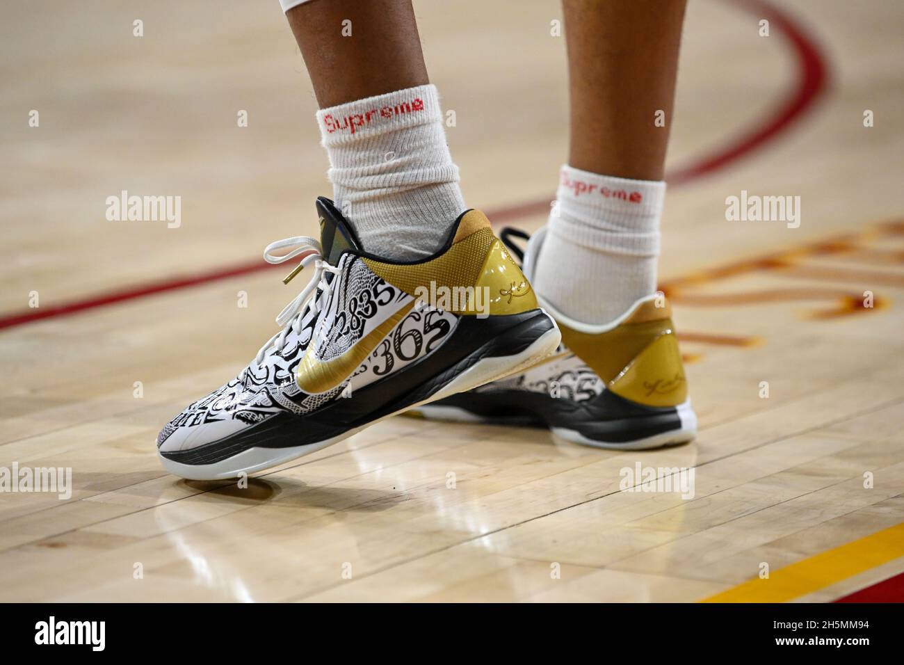 Detailed view of the Nike Kobe 5 Protro Big Stage Parade worn by Southern California Trojans guard Boogie Ellis 0 during an NCAA college basketball Stock Photo Alamy