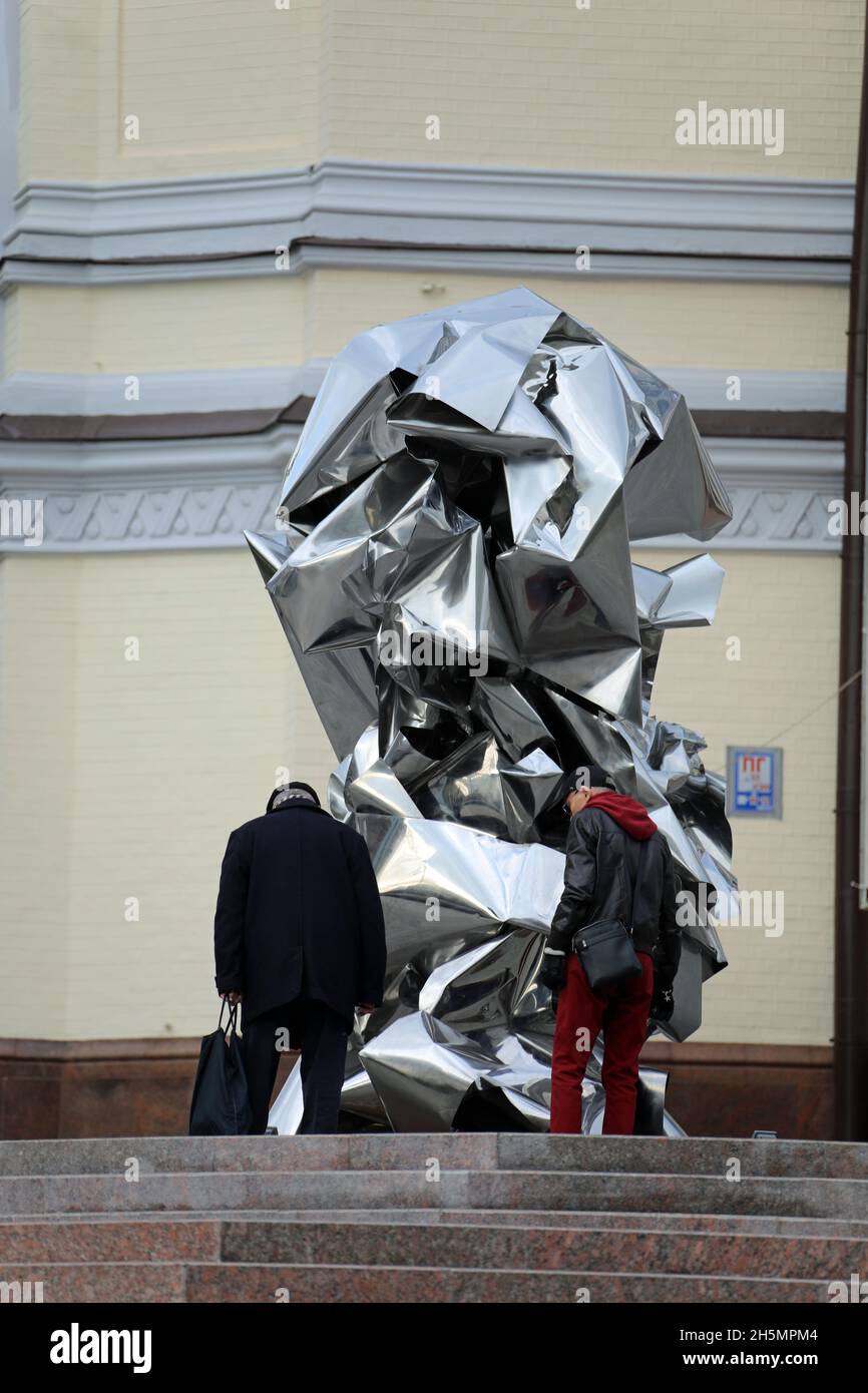 Art installation by Mikhailo Deyak outside the National Opera and Ballet Theatre in Kyiv Stock Photo
