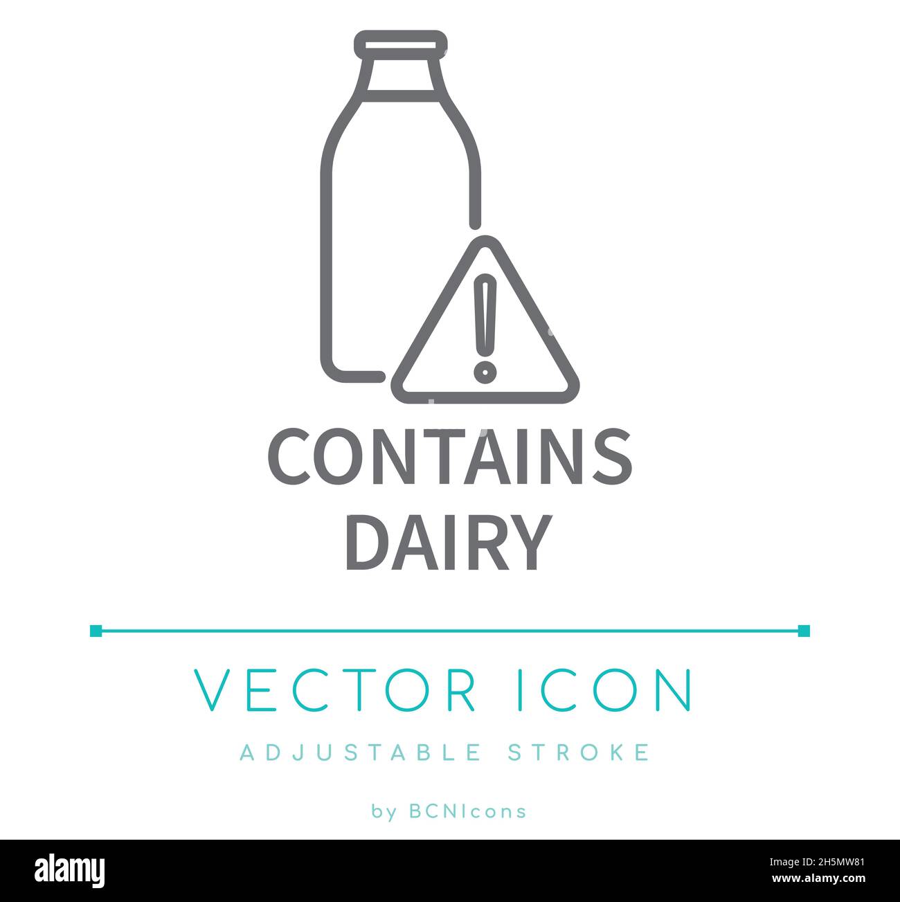 Contains Dairy Food Allergens Warning Vector Line Icon Stock Vector