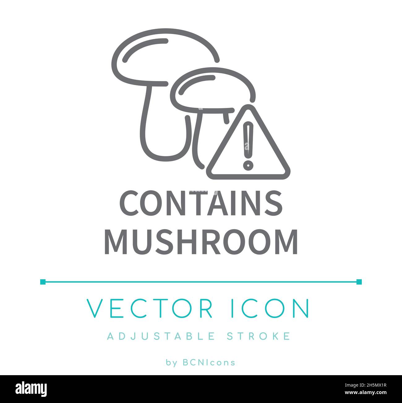 Contains Mushroom Food Allergen Warning Vector Line Icon Stock Vector