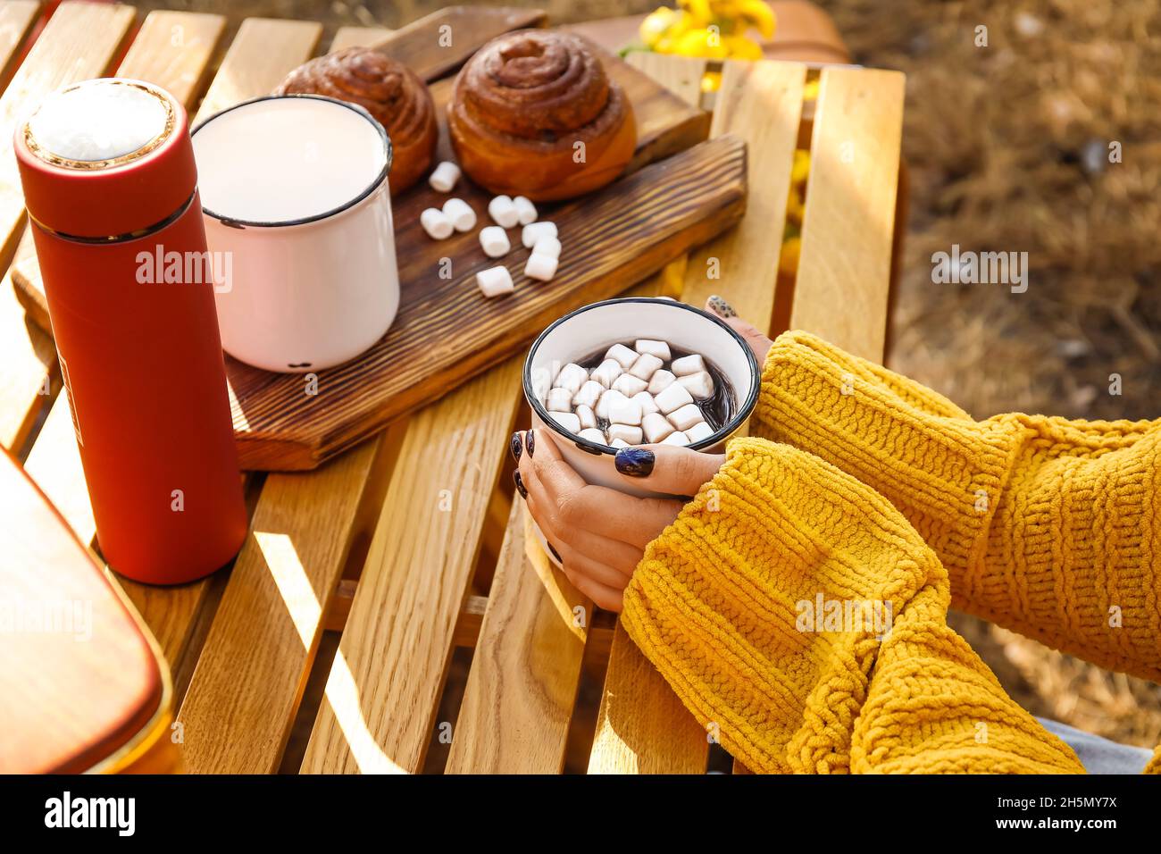 https://c8.alamy.com/comp/2H5MY7X/young-woman-drinking-hot-chocolate-on-autumn-day-2H5MY7X.jpg