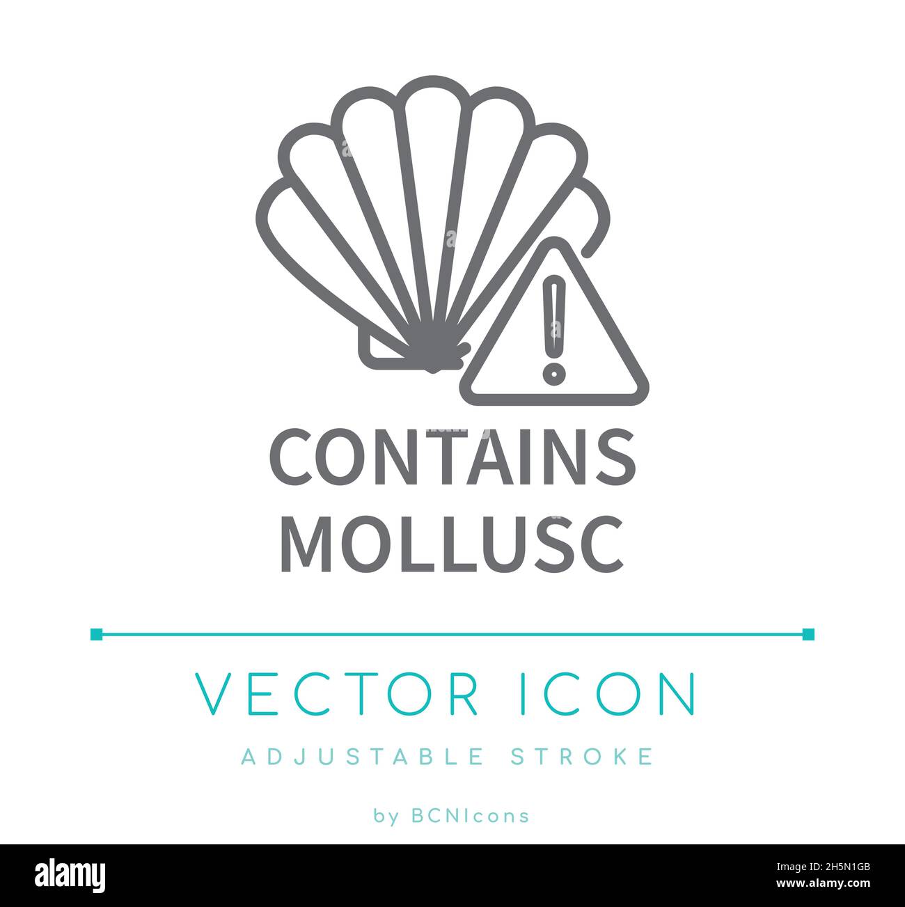 Contains Mollusc Food Allergen Warning Vector Line Icon Stock Vector