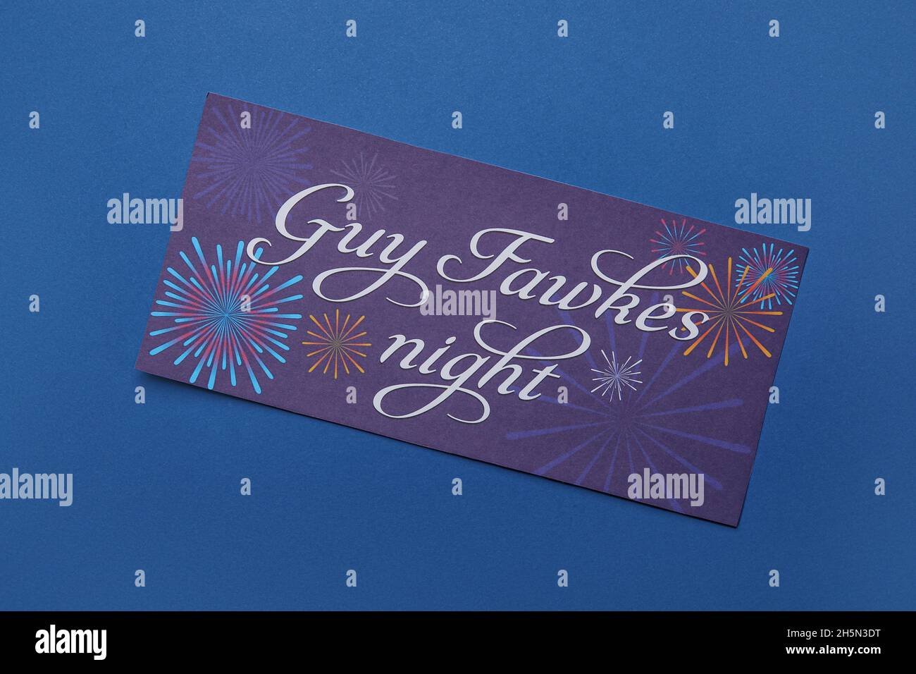 Greeting card for Guy Fawkes night on color background Stock Photo - Alamy